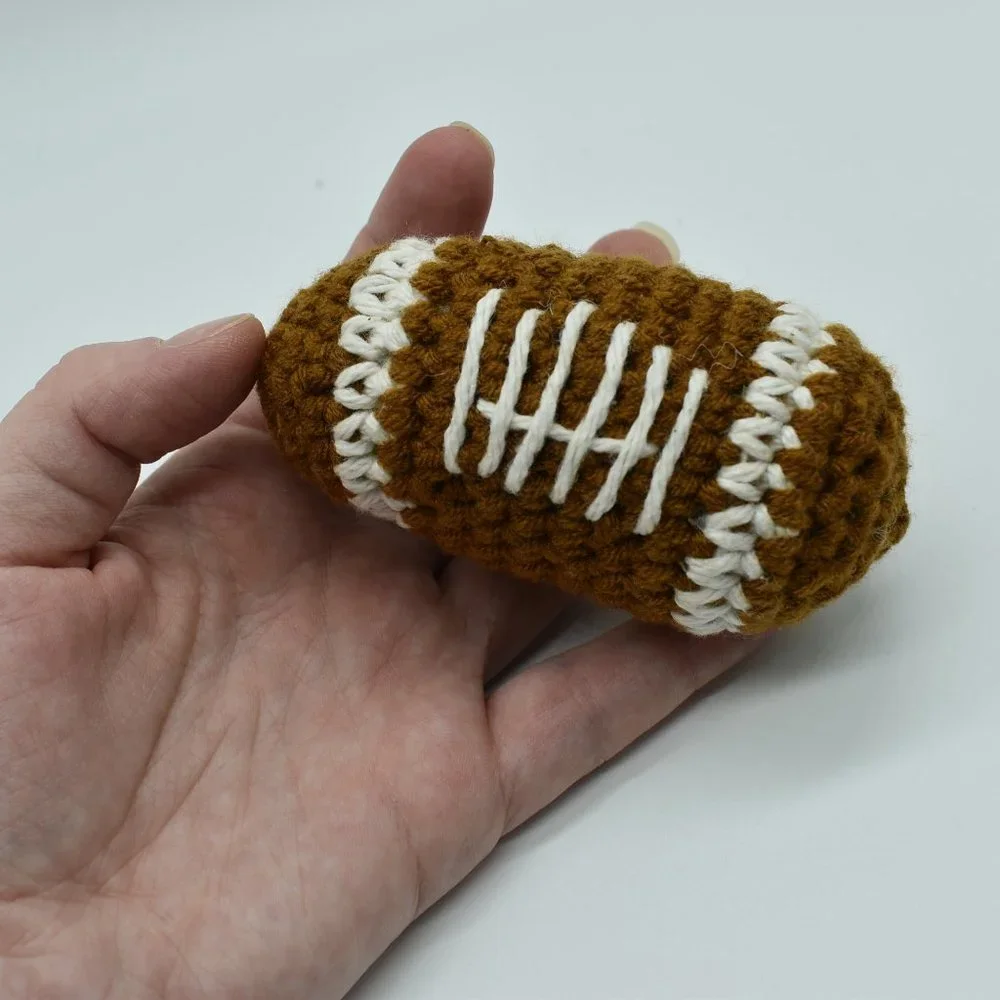 Hand crafted Crochet catnip Football cat toy
